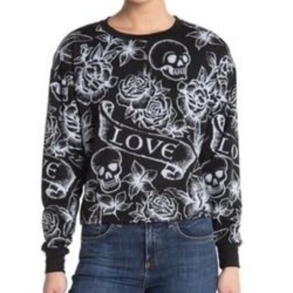CircleX “Love Skulls” Goth Sweatshirt XL | Long Sleeve Graphic Pullover | Edgy - Picture 1 of 5